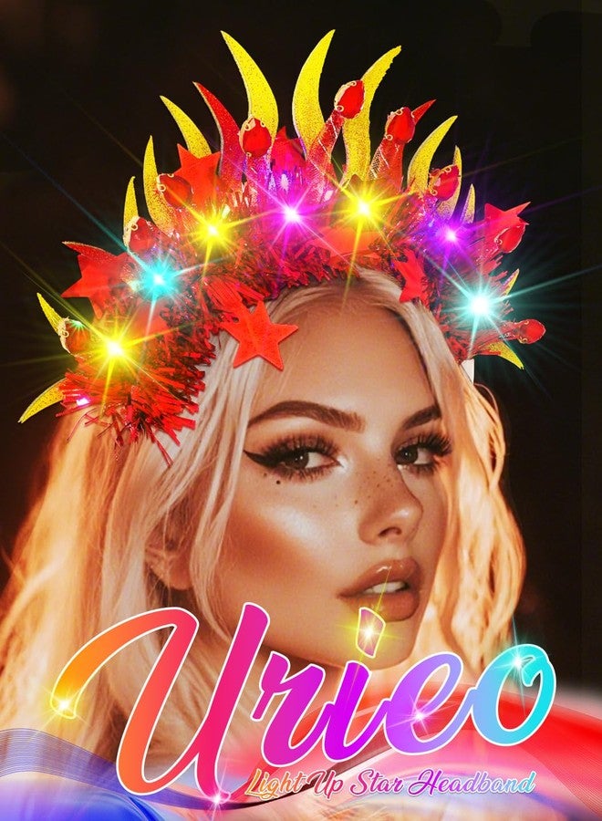 Urieo Light Up Fire Headband LED Flame Headpiece Glow Festival Hair Accessories for Women - Image 4