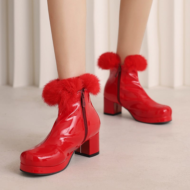 Dropshopping 2022 Products With 33-48 Fashion Fur Edge Low Tube Women'S Boots - Image 5