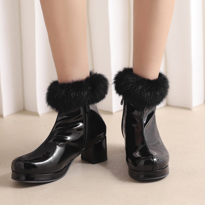 Dropshopping 2022 Products With 33-48 Fashion Fur Edge Low Tube Women'S Boots - Image 3