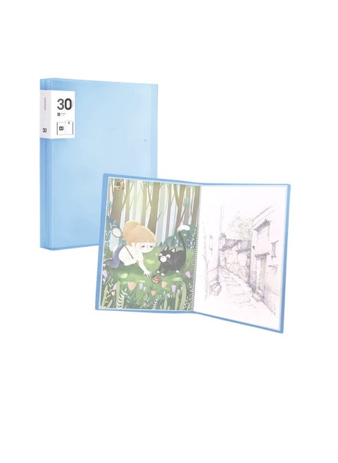 Diamond Painting Storage Album with 30 Clear Pockets - Stylish Portfolio for Art Protection (Blue & Pink)