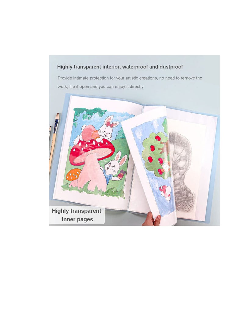 Diamond Painting Storage Album with 30 Clear Pockets - Stylish Portfolio for Art Protection (Blue & Pink)