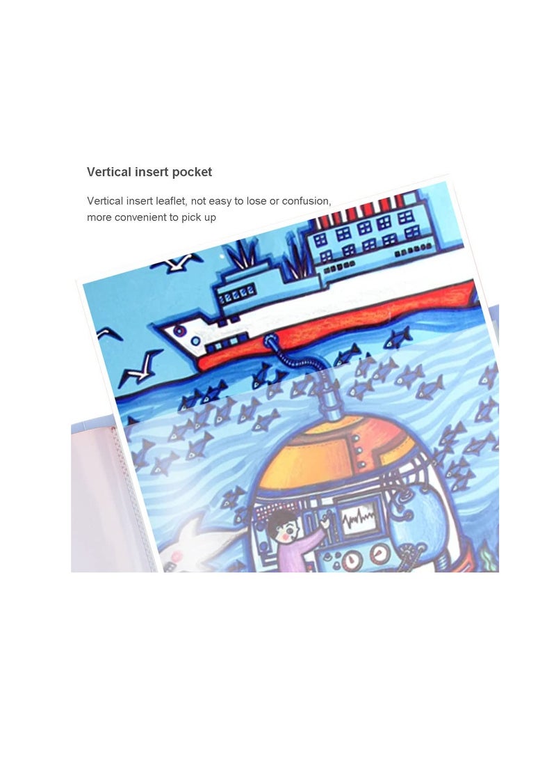 Diamond Painting Storage Album with 30 Clear Pockets - Stylish Portfolio for Art Protection (Blue & Pink)