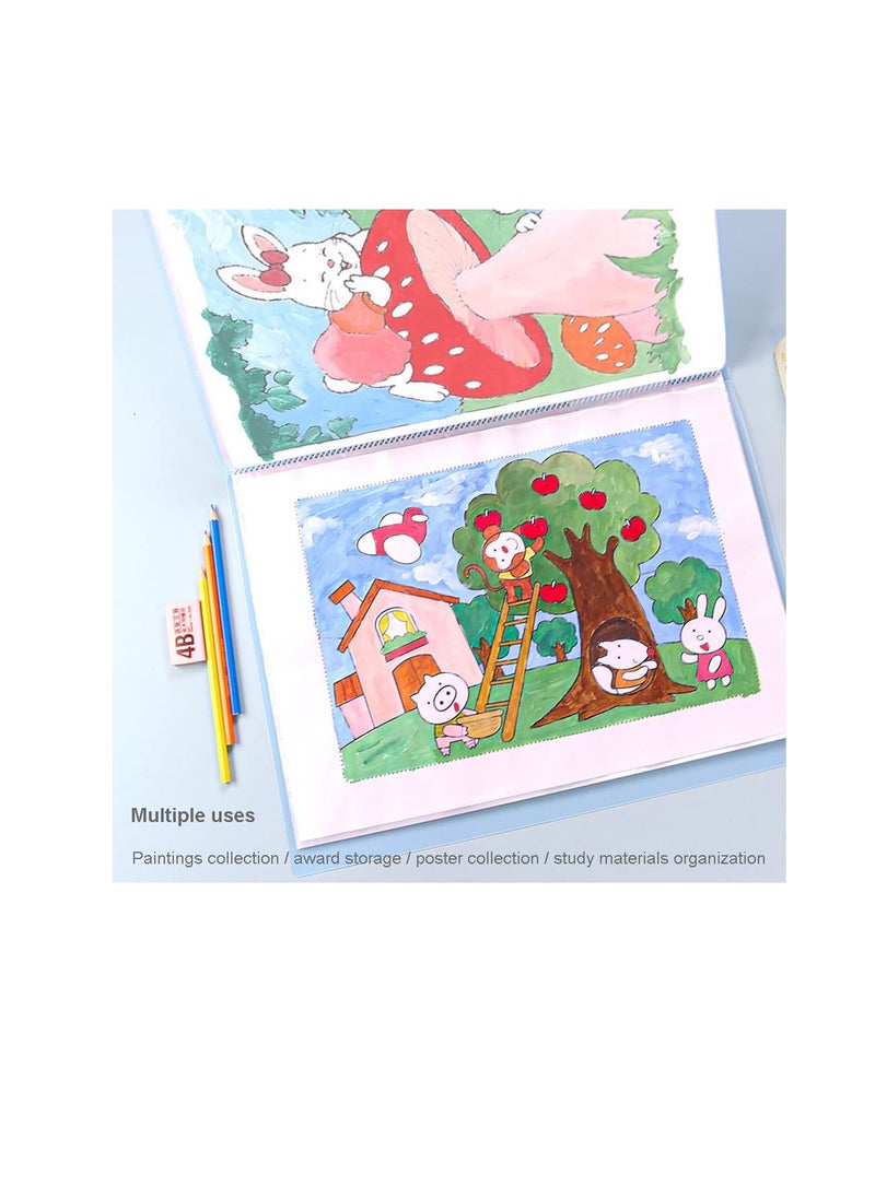 Diamond Painting Storage Album with 30 Clear Pockets - Stylish Portfolio for Art Protection (Blue & Pink)