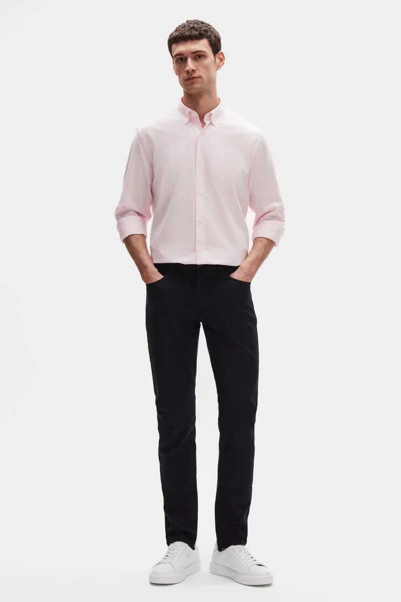 D'S DAMAT Ds Damat Comfort Pink Button-down Collar Relaxed Cut Linen Look 100% Cotton Shirt 2HC02ORT64265