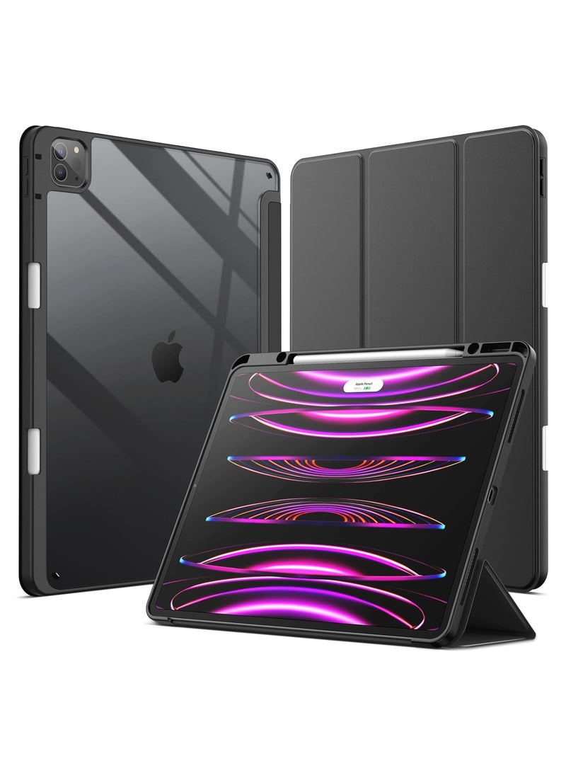 Generic - Case for iPad iPad Air 13 Inch Case M2 2024/iPad Pro 12.9 6th/5th/4th Generation 2022/2021/2020 with Pencil Holder, Clear Transparent Back Shell Slim Stand Shockproof Tablet Cover, Auto Wake/Sleep (Black) - Image 1