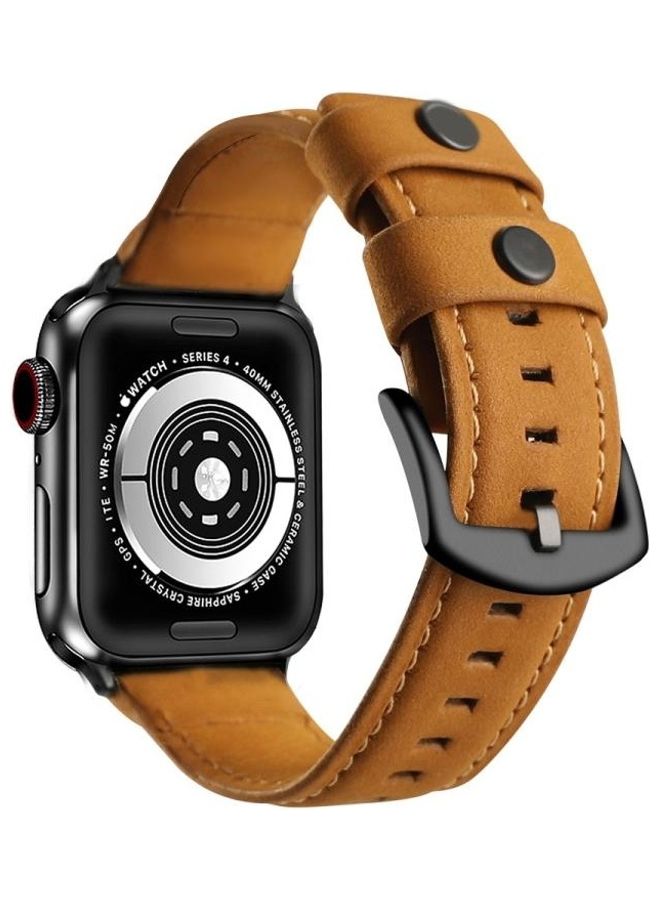 NIBEMINENT Replacement Watch Band For Apple 5 & 4 40mm/3 2 1 38mm Brown - Image 2