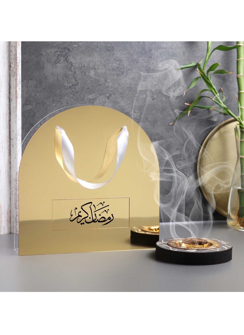 Story Of Candle - An Incense Burner with Distinctive Arabic Engravings, a Luxurious Bag Made of White and Transparent Acrylic, a Box Containing Natural Oud Chips, and two Packages of a Quarter Tola of Luxurious Musk. - Image 1