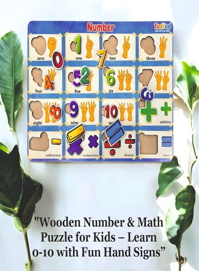 TodFod Wooden Numbers Learning Board for Kids – Educational Math Puzzle with Numbers 0–10,Colorful Peg Puzzle Board for Toddlers, Preschool - Image 4