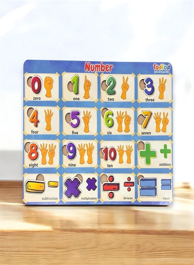 TodFod Wooden Numbers Learning Board for Kids – Educational Math Puzzle with Numbers 0–10,Colorful Peg Puzzle Board for Toddlers, Preschool - Image 3