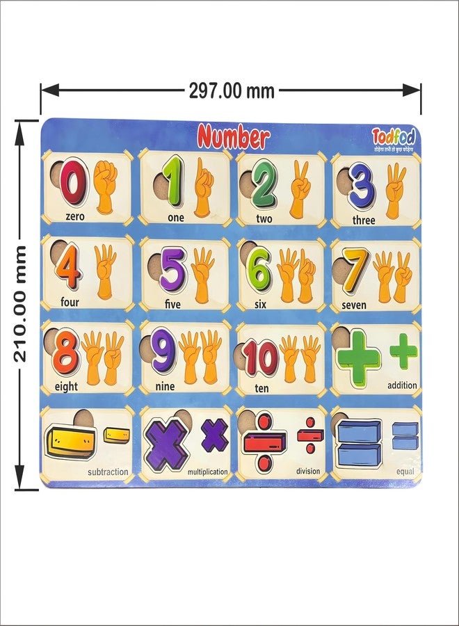 TodFod Wooden Numbers Learning Board for Kids – Educational Math Puzzle with Numbers 0–10,Colorful Peg Puzzle Board for Toddlers, Preschool - Image 2
