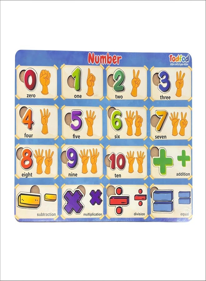 TodFod Wooden Numbers Learning Board for Kids – Educational Math Puzzle with Numbers 0–10,Colorful Peg Puzzle Board for Toddlers, Preschool - Image 1