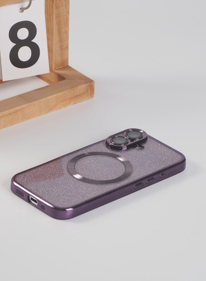 ShebSheb iPhone 16 Case Glitter, Clear Magnetic Phone Cases with Camera Lens Protector [Compatible with MagSafe] Bling Sparkle Plating Soft TPU Slim Shockproof Protective Cover Women Girls - Image 2