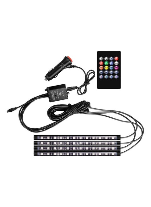 Car Interior Atmosphere Lights LED RGB Multi-color Strip ambient Light Car Decorative Light with Bluetooth Music Sync Remote Control 4pcs 12V 48 LED