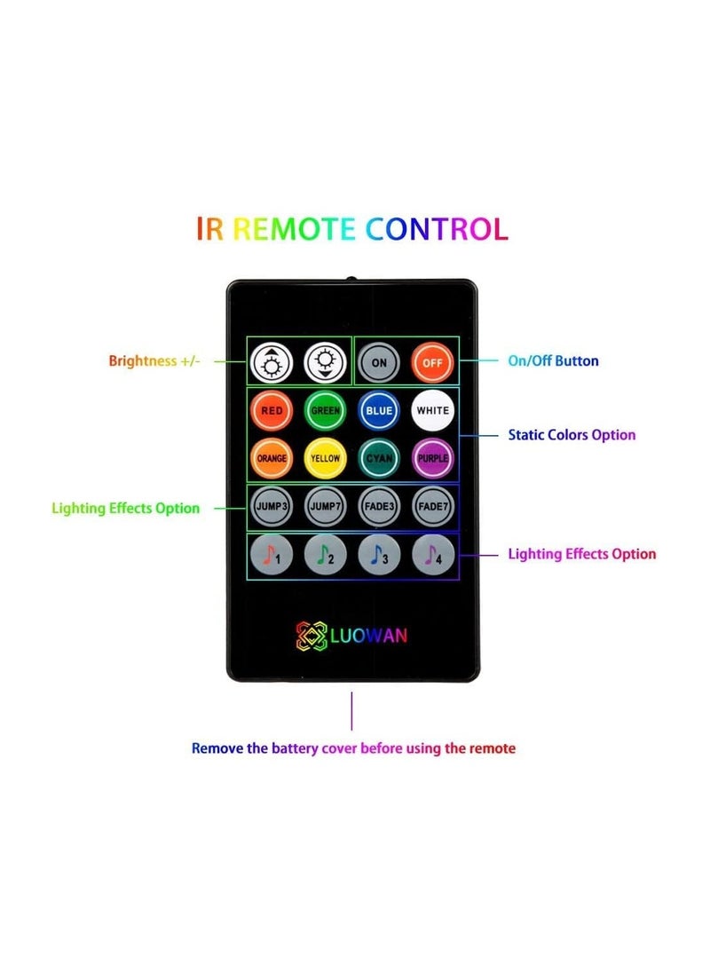 Car Interior Atmosphere Lights LED RGB Multi-color Strip ambient Light Car Decorative Light with Bluetooth Music Sync Remote Control 4pcs 12V 48 LED