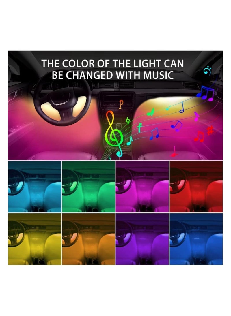 Car Interior Atmosphere Lights LED RGB Multi-color Strip ambient Light Car Decorative Light with Bluetooth Music Sync Remote Control 4pcs 12V 48 LED