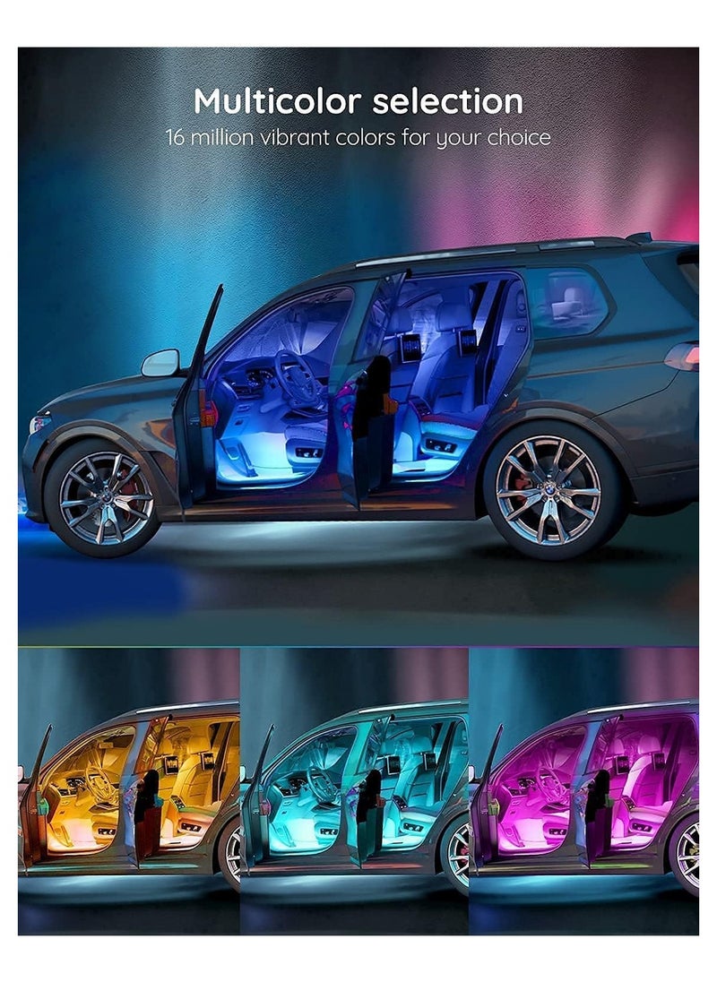 Car Interior Atmosphere Lights LED RGB Multi-color Strip ambient Light Car Decorative Light with Bluetooth Music Sync Remote Control 4pcs 12V 48 LED