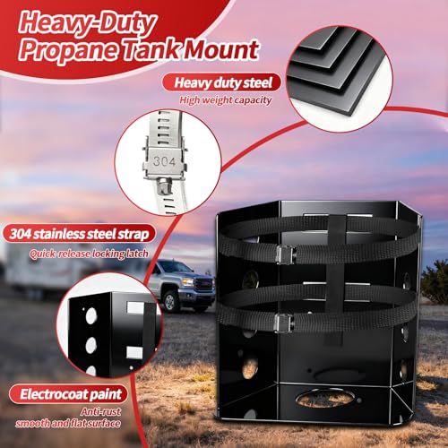 TOGJNDLL 𝙐𝙥𝙜𝙧𝙖𝙙𝙚 20 LB Heavy Duty Propane Tank Holder, Scratch Resistant Stainless Steel Propane Tank Bracket, Fits 12in Tank ,for RV Truck Trailer Vehicle Boat, Replace BKT-2290 - Image 4
