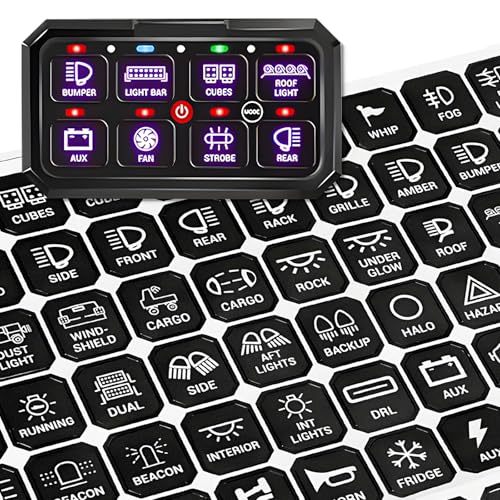ZNDAW 120PCS Car Switch Panel Sticker Auto Console Switch Label Decal Kit Panel Button Stickers Rocker Toggle Switch Decals Text Sticker for Car Dashboard Truck Boat RV - Image 1
