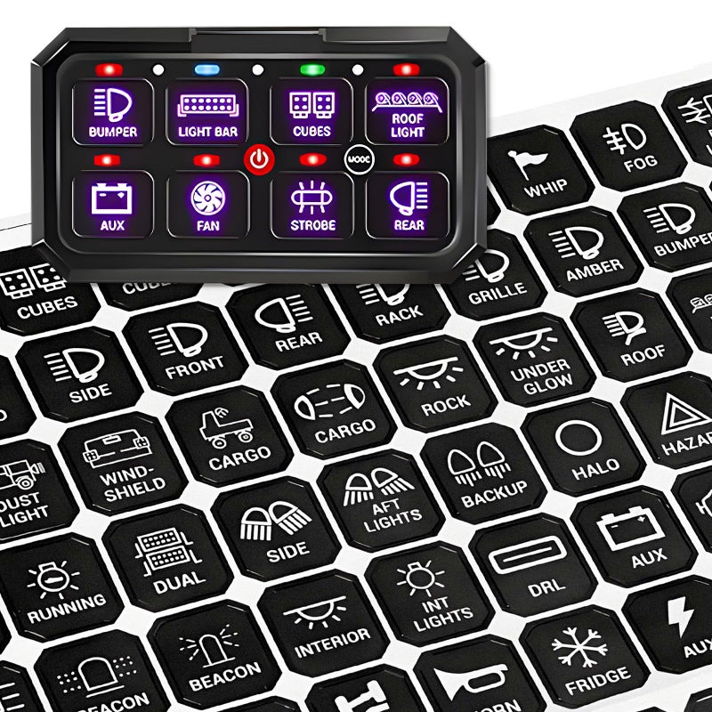 ZNDAW 120PCS Car Switch Panel Sticker Auto Console Switch Label Decal Kit Panel Button Stickers Rocker Toggle Switch Decals Text Sticker for Car Dashboard Truck Boat RV - Image 3