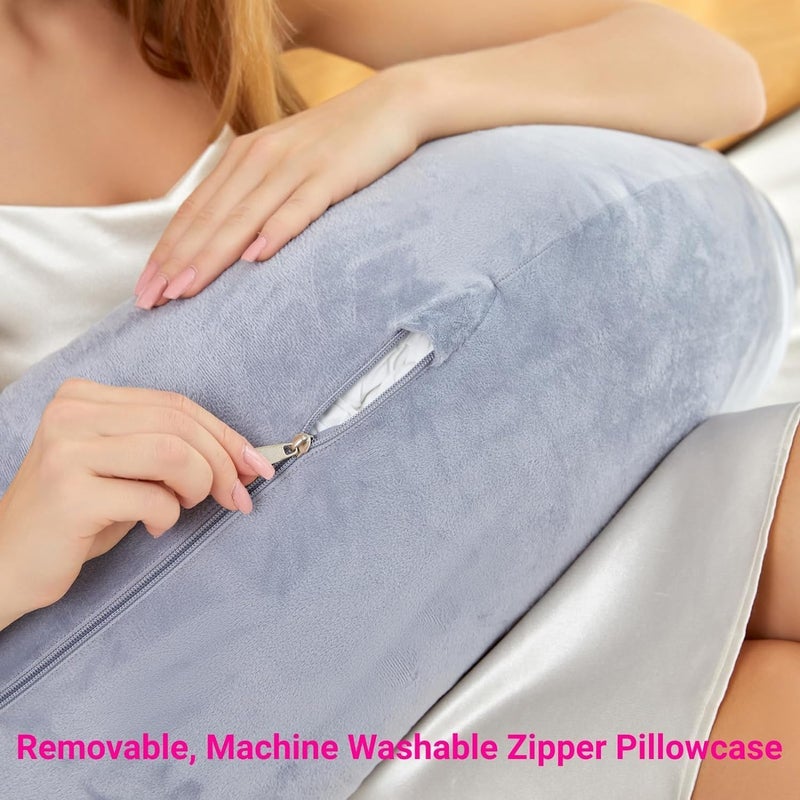 PumPum Grey Cotton Ultra Soft Hollow Fiber I Shaped Maternity Pillow - Image 4