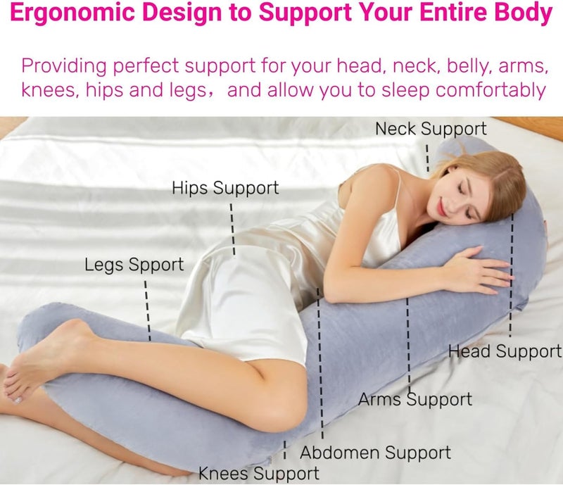 PumPum Grey Cotton Ultra Soft Hollow Fiber I Shaped Maternity Pillow - Image 2