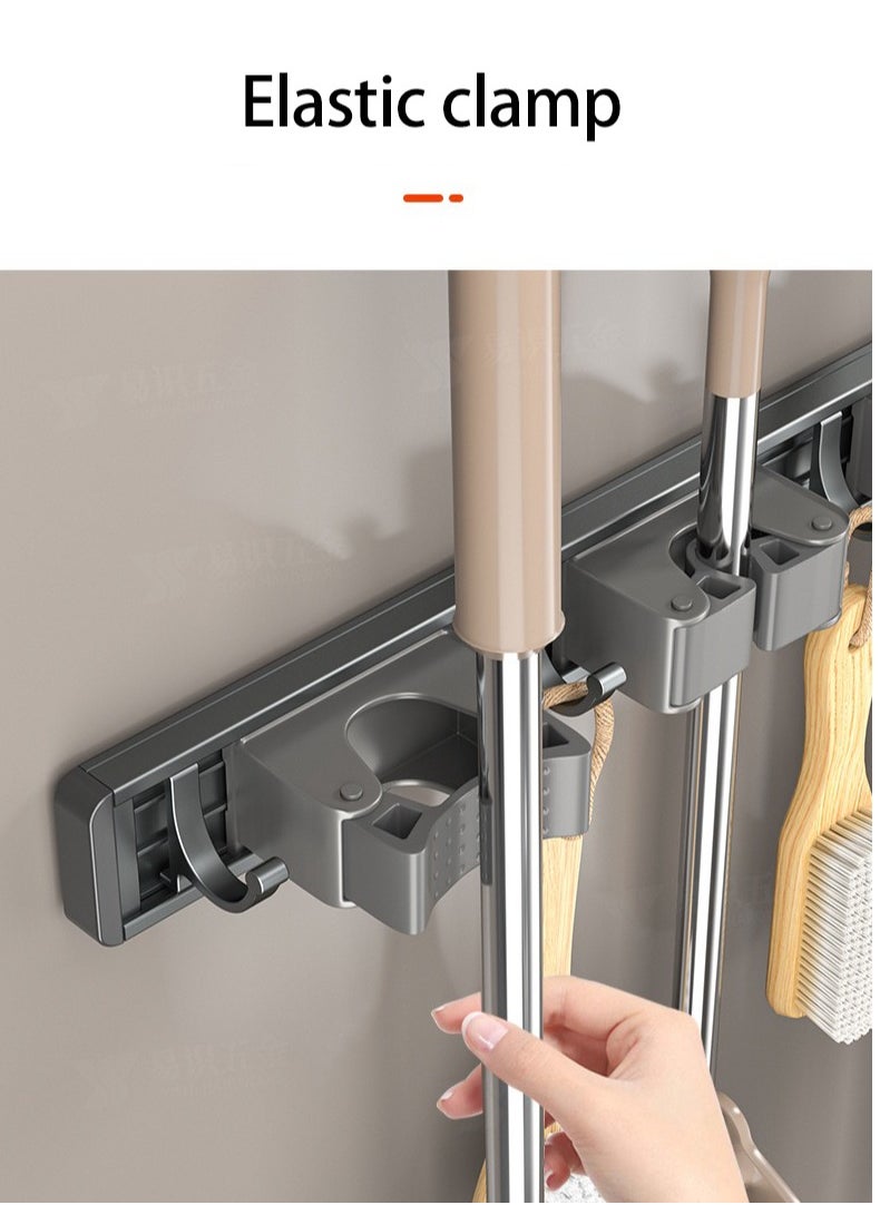EAZZY Broom Holder Wall Mount, Upgraded Broom Holder, Heavy Duty Mop and Broom Holder Wall Mount, Super Anti-Slip 4 Racks 5 Hooks Broom Hanger Organizer for Home Kitchen Garden Laundry Garage  - Image 4