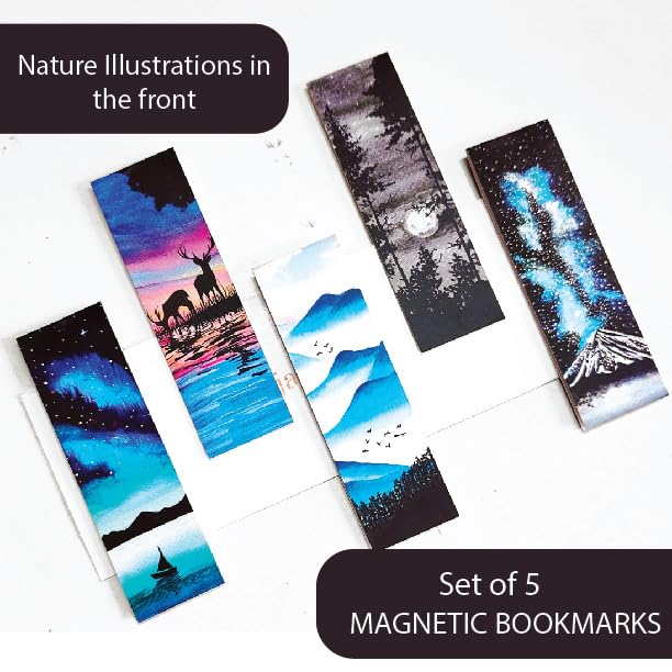 Antara Wilderness Magnetic Bookmarks with Inspirational Quotes | Set of 5 Book Marks with Stong Magnet | Beautiful Nature Paintings | Laminated Matte Finish | Ideal Gift for Bookworms | 1.3" X4.5" - Image 2