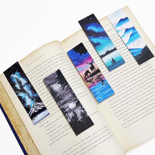 Antara Wilderness Magnetic Bookmarks with Inspirational Quotes | Set of 5 Book Marks with Stong Magnet | Beautiful Nature Paintings | Laminated Matte Finish | Ideal Gift for Bookworms | 1.3" X4.5" - Image 1