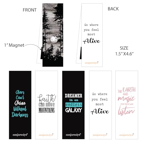 Antara Wilderness Magnetic Bookmarks with Inspirational Quotes | Set of 5 Book Marks with Stong Magnet | Beautiful Nature Paintings | Laminated Matte Finish | Ideal Gift for Bookworms | 1.3" X4.5" - Image 3