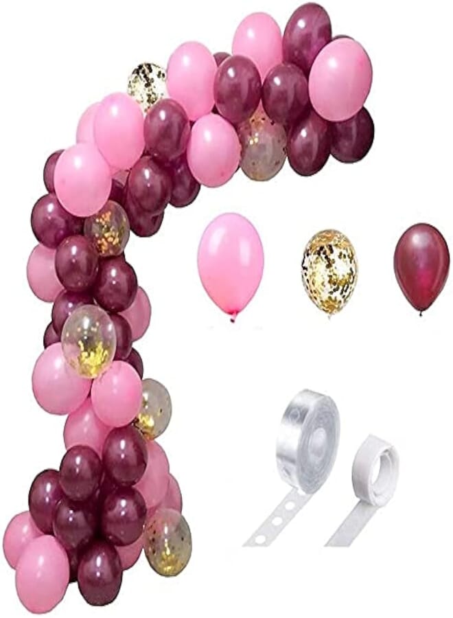 Secret 102 Pcs Pink Wine Red Garland & Arch Balloons Set, Birthday Wedding Company Event Valentine's Day Party Decorations Supplies Include Latex Confetti Balloons, Balloon Chain, Dot Glue.