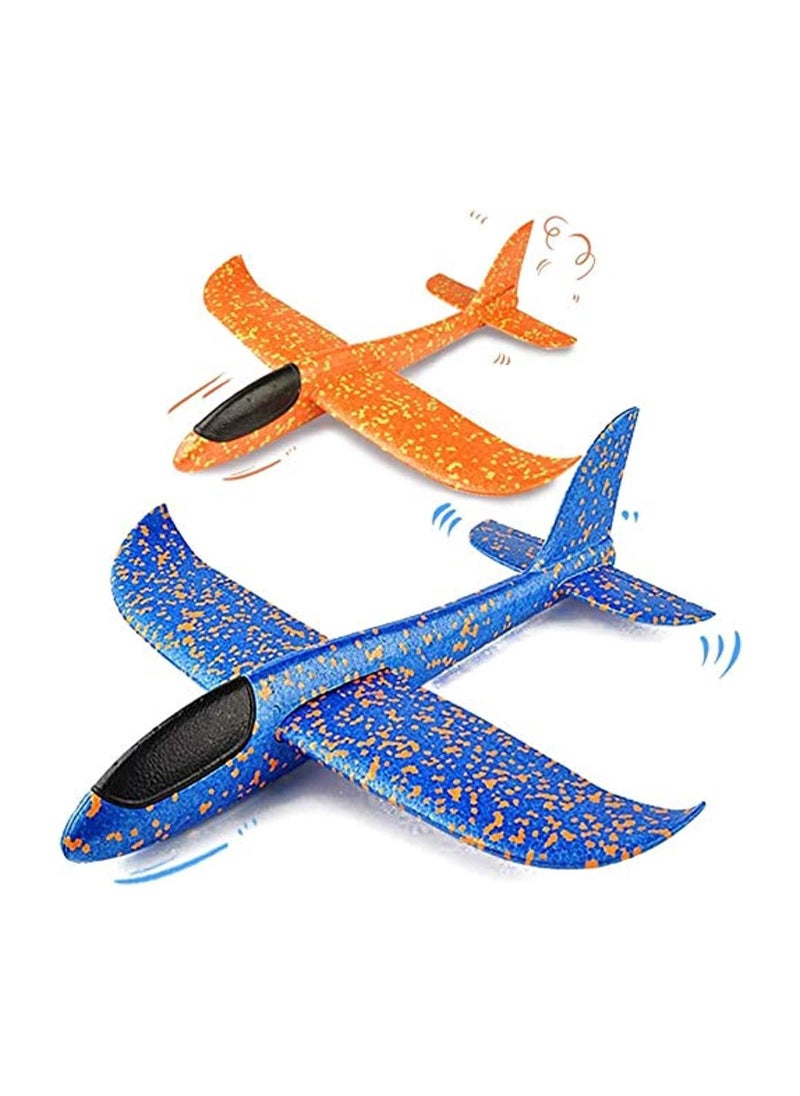 TOY GARDEN 36cm Hand Launch Throwing Foam Airplane – 2-Piece Glider Plane Set for Kids | Outdoor Sport Game (Blue & Orange)  - Image 1
