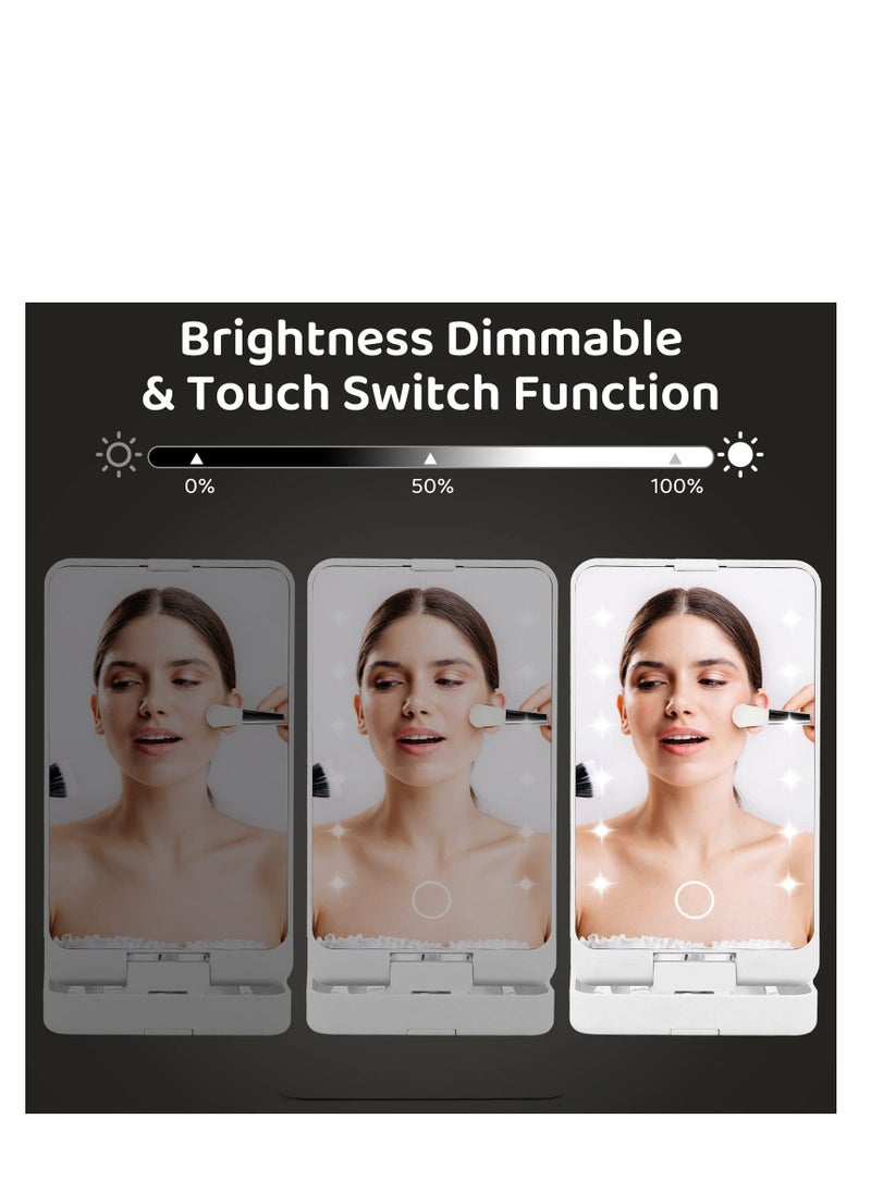SYOSI - Vanity Mirror with Light Portable Dressing Table Makeup Mirror with 12 LED Lights 5Pcs Brush 360°Adjustable Touch Screen Lighted Desk Mirror 1000 mAh USB Rechargeable Small Shaving Compact Mirror - Image 1