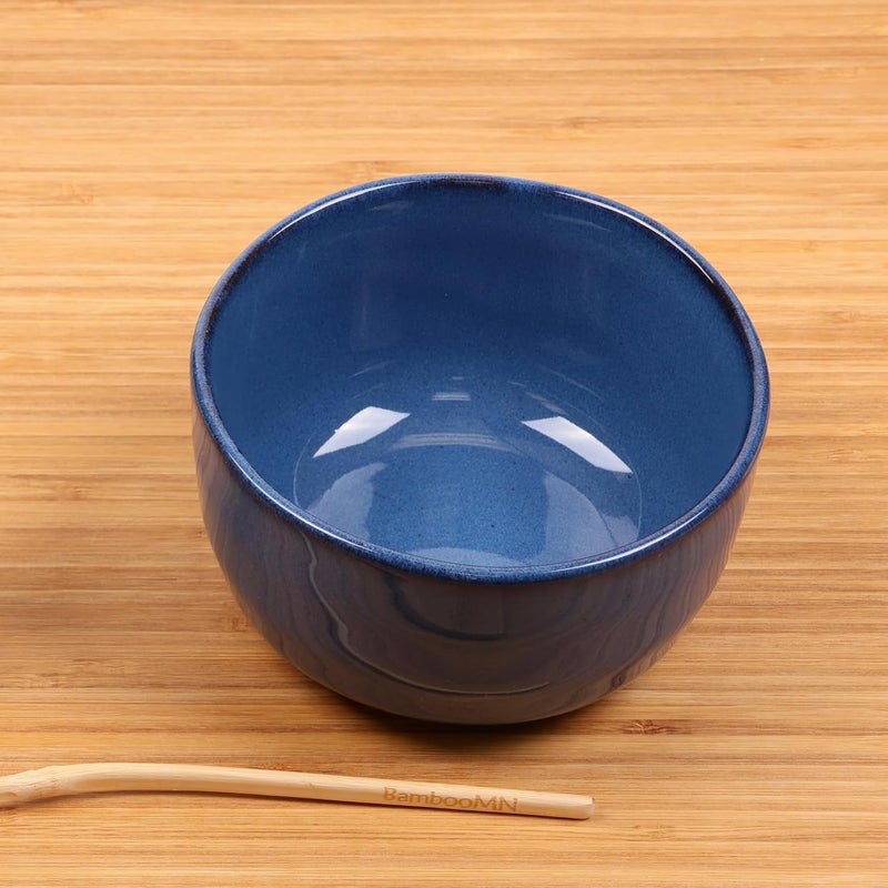 BambooMN Matcha Traditional Tea Bowl, Deep Blue, 1 Piece - Image 2