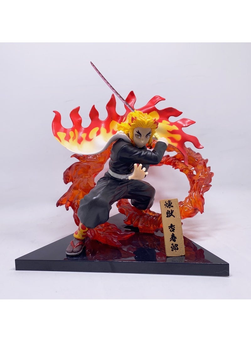 general Demon Slayer Blade GK Kyojuro Triangular Base Flame Scene Figure Anime Peripheral Model - Image 1