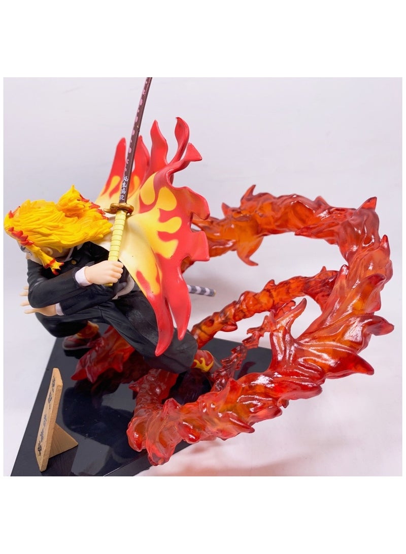 general Demon Slayer Blade GK Kyojuro Triangular Base Flame Scene Figure Anime Peripheral Model - Image 3