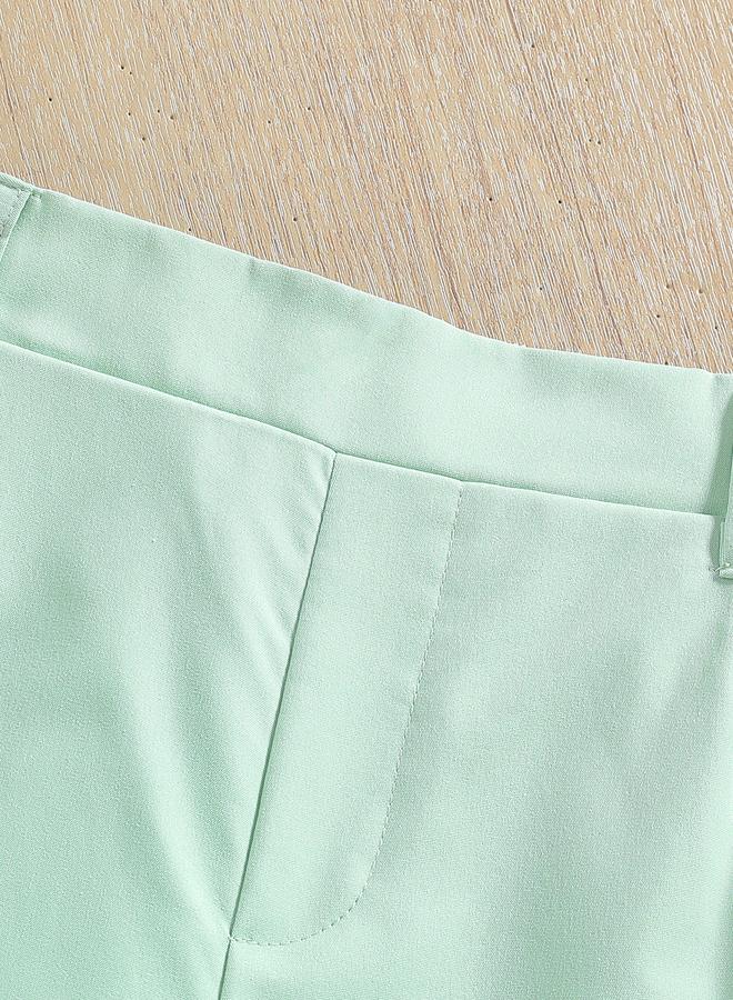 تايك تو طقم بنطلون واسع وبلوزة بفتحة صدر خضراء بلمسة زر للبنات - Image 5