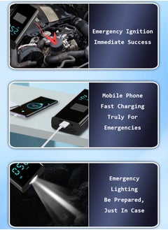 Aikanbo Car Emergency Starter Power Inflatable Pump, Car Battery Jump Starter All Gas Car Diesel Smart Jumper with Display and Emergency LightSuitable  - Image 5