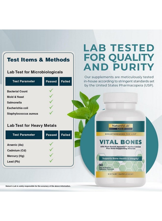 Nature's Lab Gold Vital Bones with Aquamin™ Plant-Based Calcium - 90 Vegetarian Capsules - Image 3