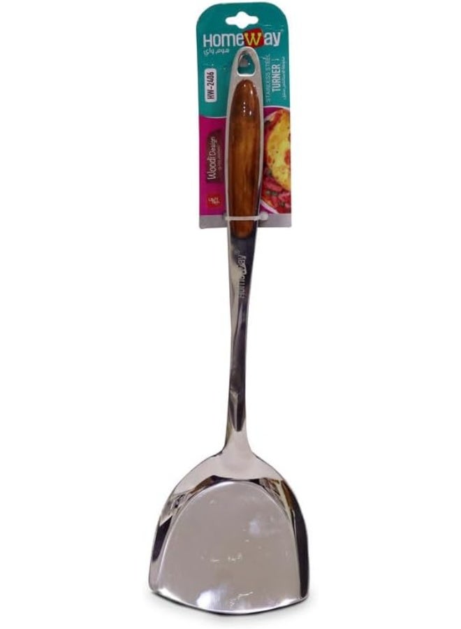 هومواي ملعقة تقليب من الفولاذ المقاوم للصدأ من سلسلة هوم واي وودي - أداة طهي متينة وعملية - HW2406 - Image 2