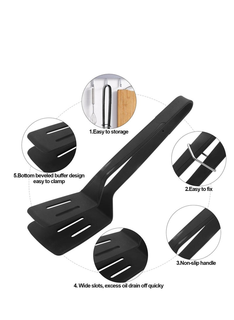 MIXDE Black  Stainless Steel Spatula Tongs , Multipurpose Grill & Kitchen Clip for Steak/Fish/BBQ, Heat-Resistant & Easy to Clean - Image 5