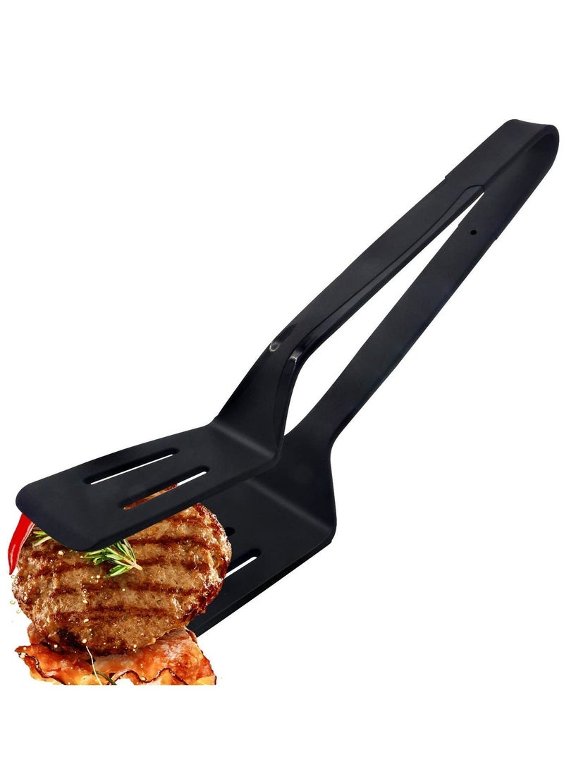 MIXDE Black  Stainless Steel Spatula Tongs , Multipurpose Grill & Kitchen Clip for Steak/Fish/BBQ, Heat-Resistant & Easy to Clean - Image 1