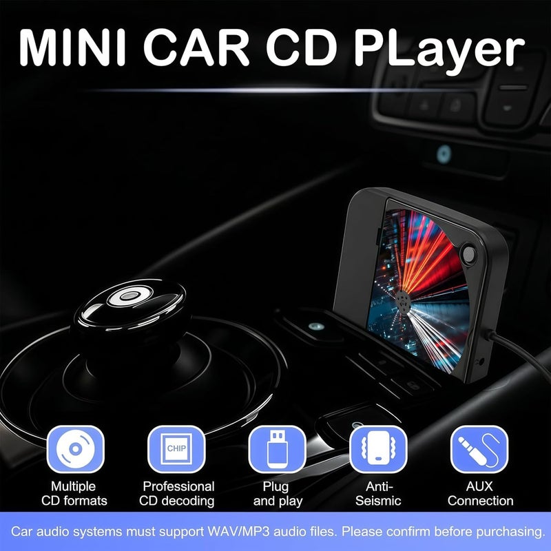 WOOPKER External Portable CD Player for Car, Plug and Play Car CD Player with USB Port AUX Port, Universal USB Player for Vehicle, Laptop, TV, Computer, for Android 4.4 and Above Navigation - Image 5