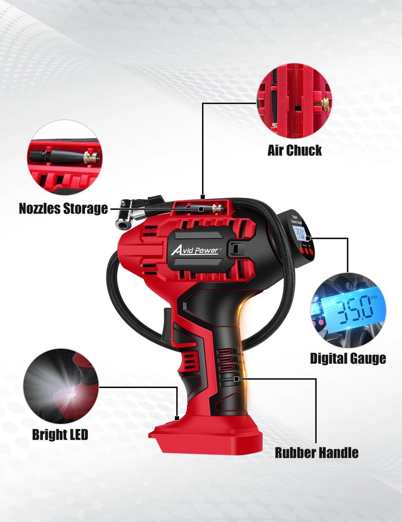 Avid Power Cordless Tire Inflator Air Compressor (Tool Only), Battery and Bag are NOT included. Only works with Avid Power Batteries - Image 2