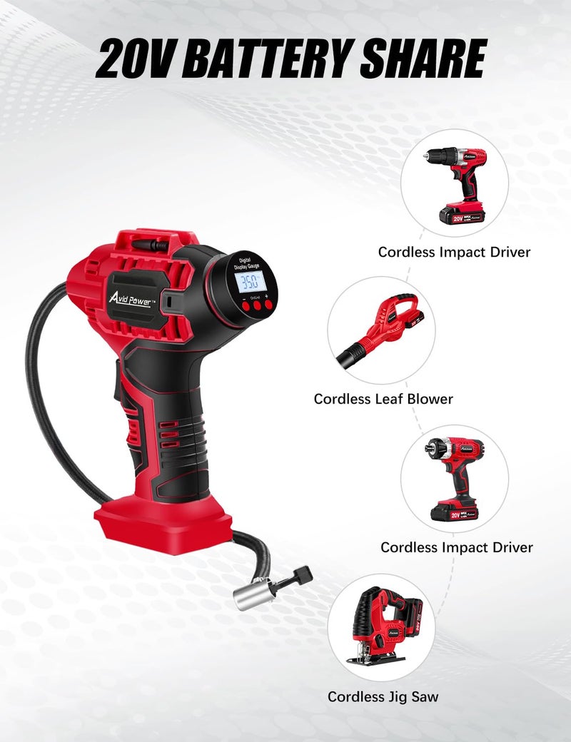 Avid Power Cordless Tire Inflator Air Compressor (Tool Only), Battery and Bag are NOT included. Only works with Avid Power Batteries - Image 3