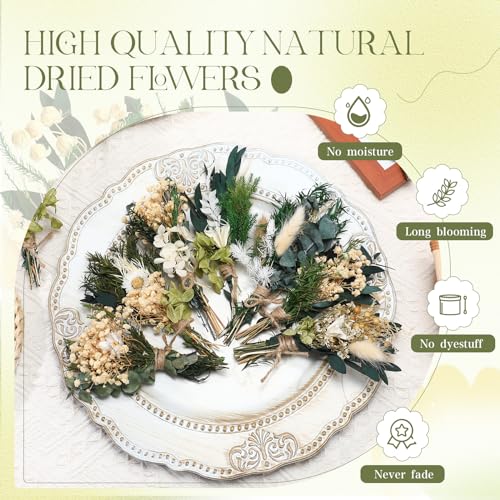 Layhit 12 Pack Boho Dried Flower Bouquet Mini Wedding Handmade Dry Flowers Decor for Vase Crafts DIY Photo Boutonniere for Men Floral Plant for Bridesmaid Gift Birthday Decor - Image 3