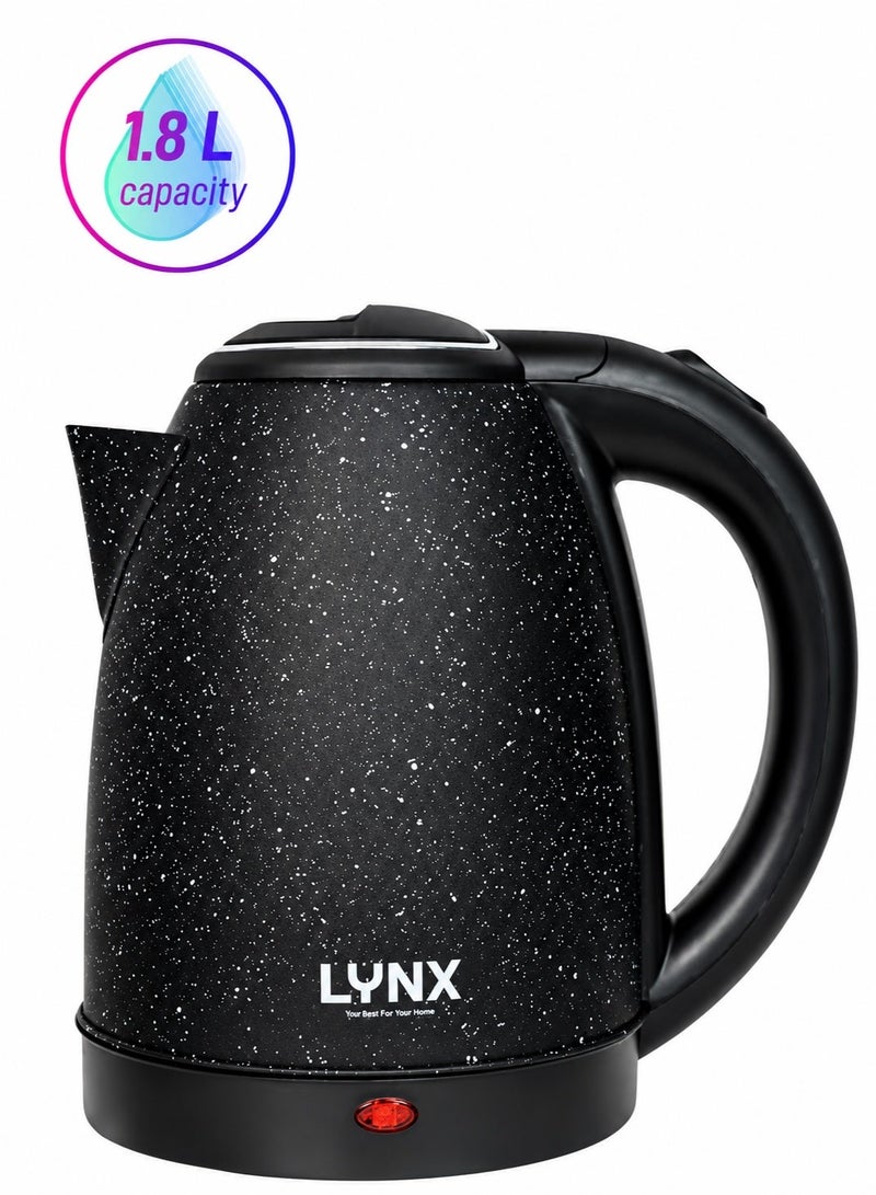 Lynx 1.8L Electric Kettle 1500W | Stainless Steel, Concealed Heating Element, Auto Shut-Off, Boil-Dry Protection & 360° Swivel Base | KT-2104 Black - Image 1