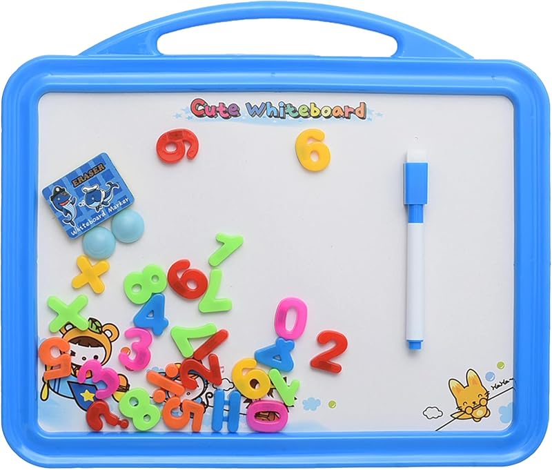2-in-1 Magnetic Study Board with Colorful Numbers for Arithmetic Operations (25x30cm) - Blue