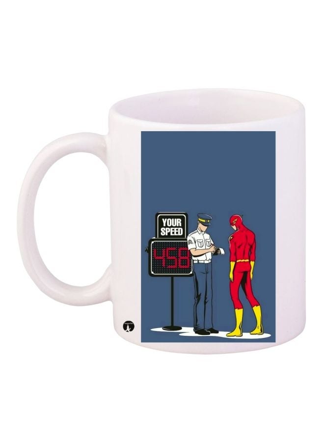 Cartoon Printed Coffee Mug White/Blue/Red 11ounce