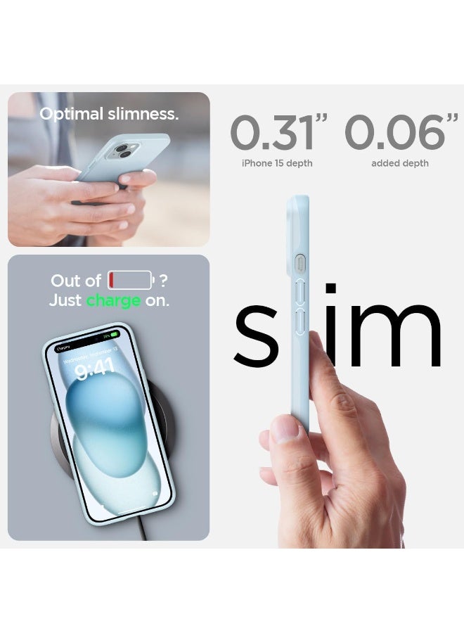 Spigen غطاء رفيع مناسب لهاتف iPhone 15 - أزرق صامت - Image 3