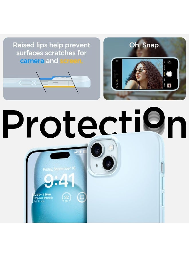 Spigen غطاء رفيع مناسب لهاتف iPhone 15 - أزرق صامت - Image 4